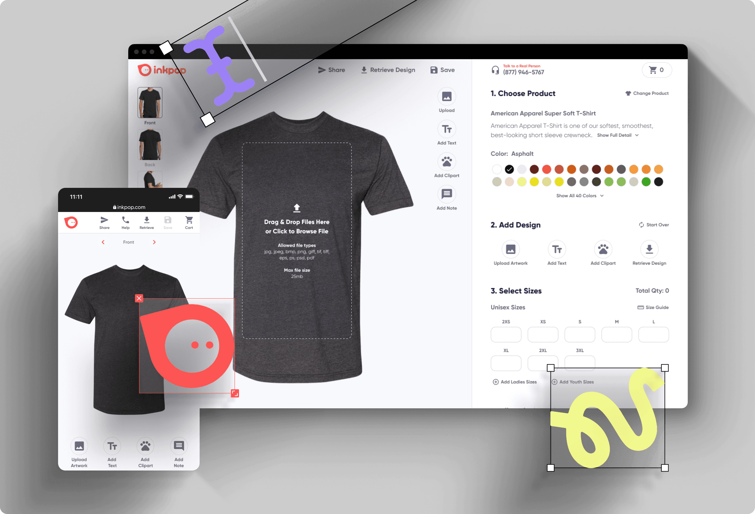 Inkpop product configurator, web and mobile